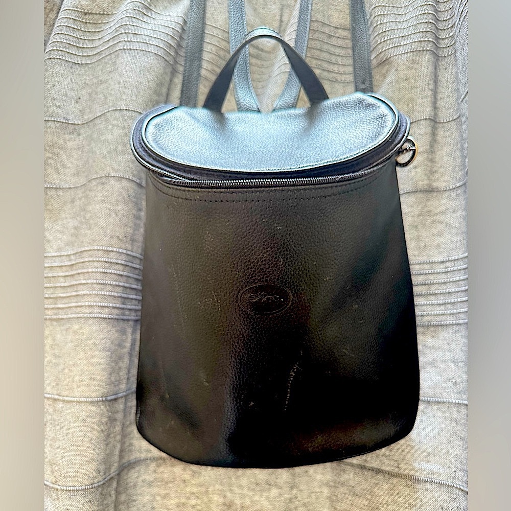 Vintage Leather Longchamp Bucket Bag Backpack